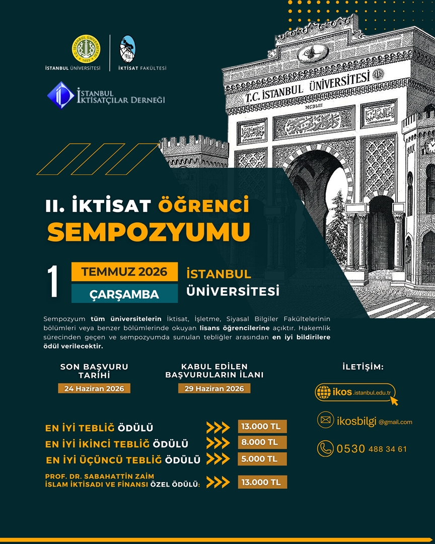II. İktisat Öğrenci Sempozyumu 1 Temmuz 2026’da Gerçekleşecek!